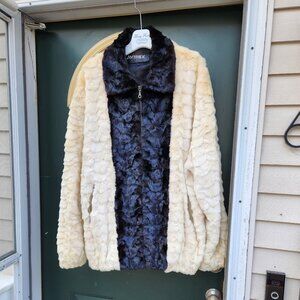 Men's Avirex Mink Fur Jacket - White Black, XL-2XL Unisex Read Description